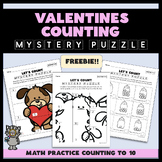 Valentine's Day Counting Mystery Puzzle FREEBIE  - Counting 0-10