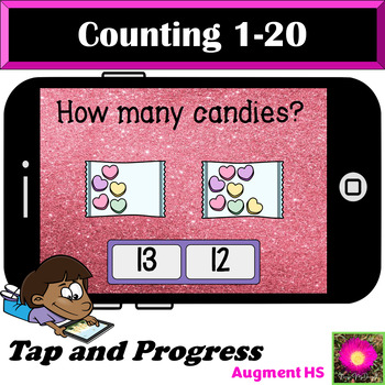 Preview of Valentine's Day Counting Numbers 1 to 20 on Boom Cards™ February