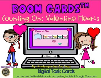 Preview of Valentine's Day: Counting On Hearts - Boom Cards for Distance Learning
