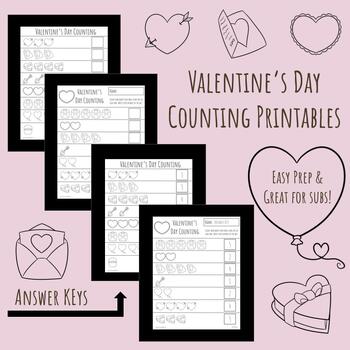 Preview of Valentine's Day Counting Printable