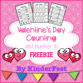 Preview of Valentine's Day Counting and Number ID FREEBIE!