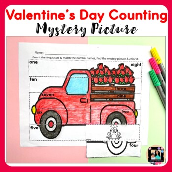 Preview of Valentine's Day Counting to 10 Activity | Mystery Picture Counting Puzzle