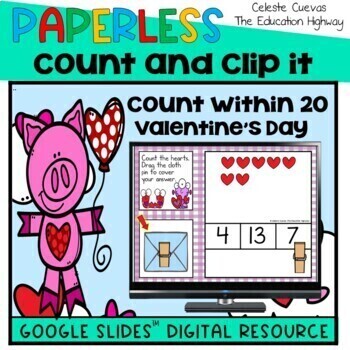 Preview of Valentine's Day Counting within 20 | Count and Clip