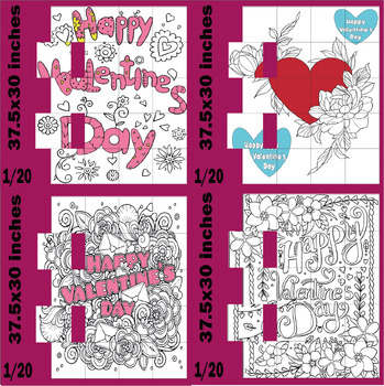 Preview of Valentine's Day Craft Activity Collaborative Coloring Poster Board Bundle