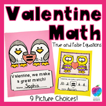 Preview of Valentine's Day Craft Activity First Grade Math Balanced Equations