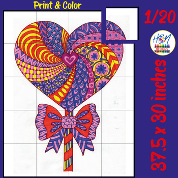 Preview of Valentine's Day Craft Activity | Heart Lollipop Zentangle Collaborative Poster