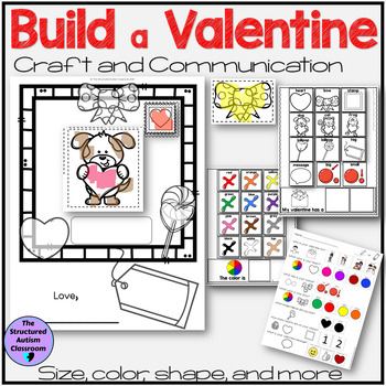 Preview of Valentine's Day Craft "Build a Valentine" Color, Cut, Paste  for SPED, SPEECH