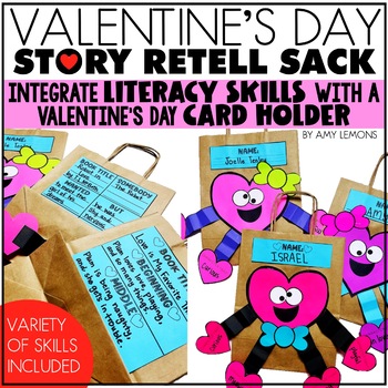 Preview of Valentine's Day Craft and Sack | Reading Comprehension Gift Bag | Story Retell