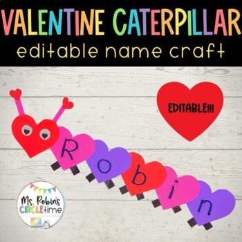 Preview of Valentine's Day Craft for Preschool - EDITABLE Name Craft