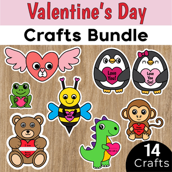 Preview of Valentine's Day Crafts Bundle: Valentines Day Activities | Name Crafts | Heart..