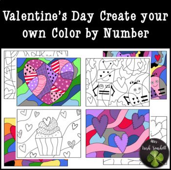 Preview of Valentine's Day Create your own Color by Number Commercial Use 