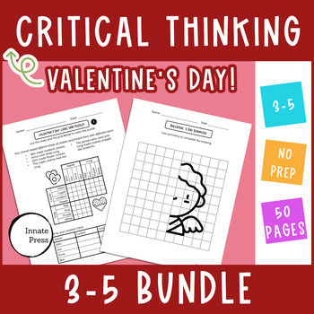 Preview of Valentine's Day Critical Thinking Puzzle Worksheets BUNDLE for 3rd 4th 5th Grade