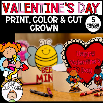 Preview of Valentine's Day Hat Craft | Crown Template | Preschool | Kindergarten | February