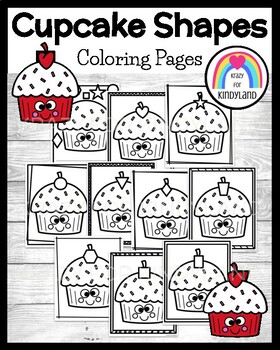 Preview of Valentine's Day Cupcake Shape Coloring Pages Booklet: Preschool, Kindergarten