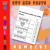 Valentine's Day Cut & Match Worksheets | Numbers 1-5