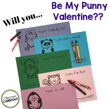 Preview of Valentine's Day Cute Animal Cards ~ Print and Go! No Prep
