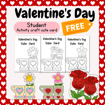 Preview of Valentine’s Day card. Craft Activities February Coloring Writing Decor.