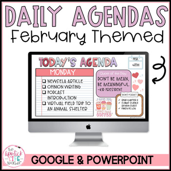 Preview of Valentine's Day Daily Agendas | February Themed Google Slides