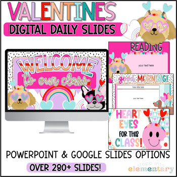 Preview of Valentine's Day Daily Slides | Trendy Valentines | February Slides - Editable!