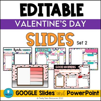 Preview of Valentine's Day Daily and Weekly Agenda Slide Templates for Google & PowerPoint 