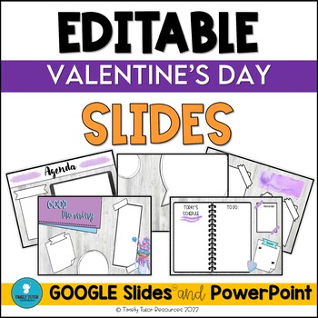 Preview of Valentine's Day Daily and Weekly Agenda Slide Templates for Google & PowerPoint