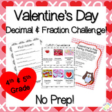 Valentine’s Day Decimal/Fraction Challenge 5th Grade