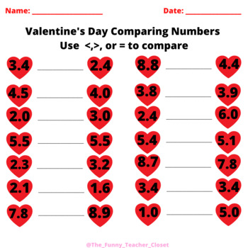 Preview of Valentine's Day- Decimal Worksheet -Google Slides-Online Learning/Tutoring
