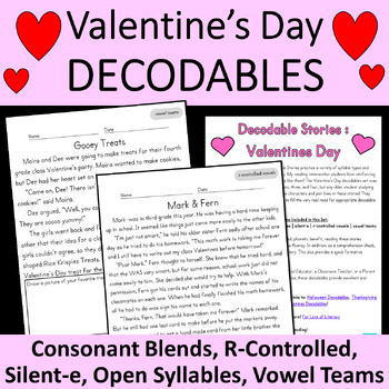 Preview of Valentine's Day | Decodable Readers | Science of Reading Phonics for grades 1-3