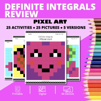 Preview of Valentine's Day: Definite Integrals REVIEW Pixel Art Activity