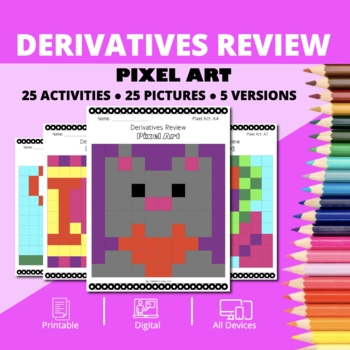 Preview of Valentine's Day: Derivatives REVIEW Pixel Art Activity