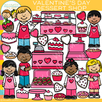 Preview of Happy Valentine's Day Kids Sweet Treats Dessert Shop Clip Art