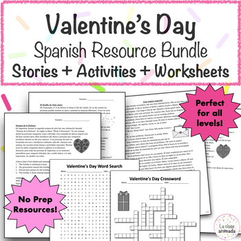 Preview of Valentine's Day | Día de San Valentín Spanish Activity Bundle | Reading & Vocab