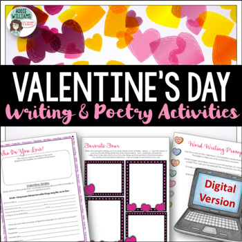 Preview of Valentine's Day Digital Activities - Poetry, Writing, and Puzzles
