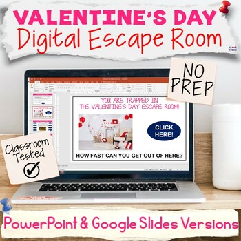Preview of Valentine's Day Digital Escape Room - Trivia Fact Research NO PREP Fun Activity