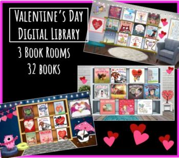 Preview of Valentine's Day - Digital Library (3 Virtual Book Rooms) 32 books! 