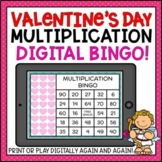 Valentine's Day Digital Multiplication Bingo Virtual Class Game