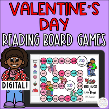 Preview of Valentine's Day Digital Phonics Reading Board Games