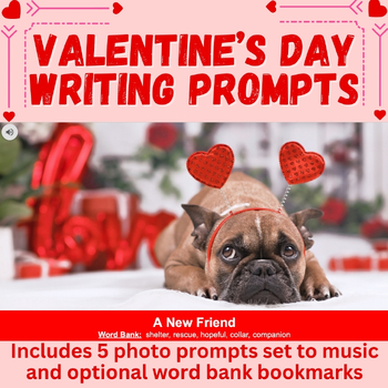 Preview of Valentine's Day Digital Photo Writing Prompts & Word Bank Bookmarks
