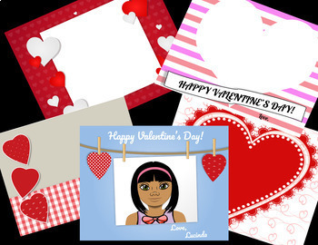 Preview of Valentine's Day Digital Self Portrait Backgrounds--Email Parents a Valentine!