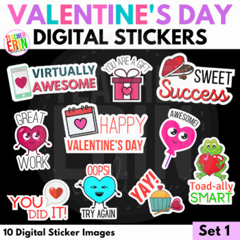 Digital Stickers Valentine's Day Digital Valentine Stickers