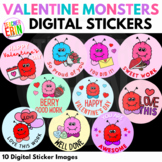 Valentine's Day Digital Stickers  Valentine Monsters Stick
