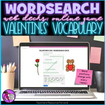 Preview of Valentine's Day Digital Word Search online game for distance learning