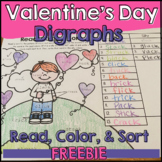 Valentine's Day Digraphs - Read, Color, and Sort FREEBIE