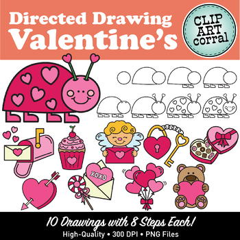 Preview of Valentine's Day Directed Drawing Clip Art