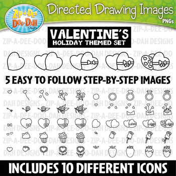 Preview of Valentine's Day Directed Drawing Images Clipart Set {Zip-A-Dee-Doo-Dah Designs}