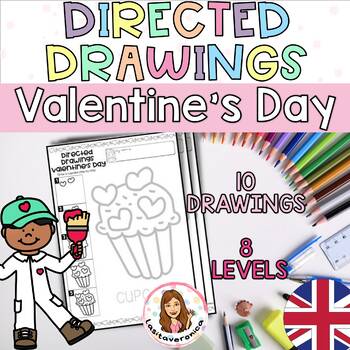 Preview of Valentine's Day Directed Drawings. February Worksheets. No Prep Fine motor.