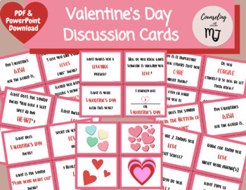 Preview of Valentine's Day Discussion Cards PDF Printable and PowerPoint