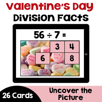 Preview of Valentine's Day Division Facts Boom Cards