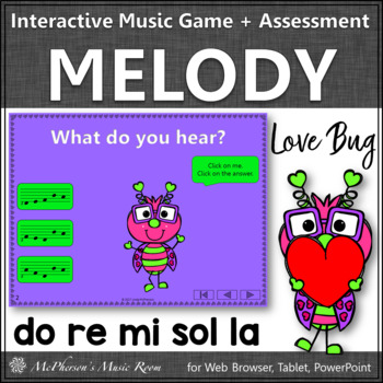 Preview of Valentine’s Day: Do Re Mi Sol La Interactive Solfege Game + Assessment Love Bug