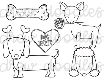 happy valentines day black and white clip art dog